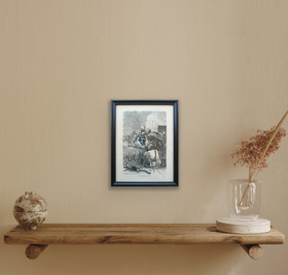 Vintage Woodcut Print,  Mountaineers in Action - Framed