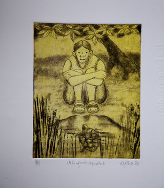 Turtle in the pond - Etching by Ayesha Broacha (Framed)