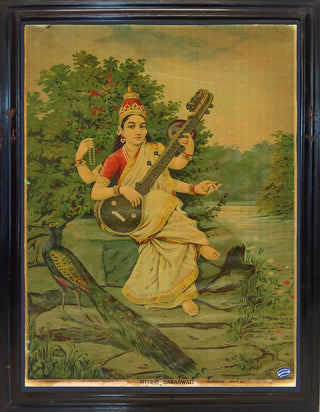 Saraswati Oleograph - Framed