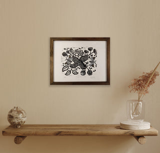 Pomegranate and Moon Moths - Framed