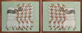 Pichwai Cow Diptych - Framed