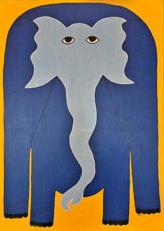 Elephant - Yellow and Blue - FRAMED