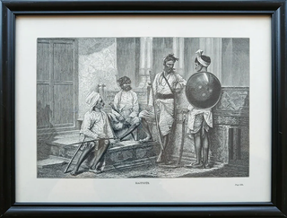 Vintage Woodcut Print, Rajpoots - Framed