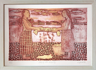 Women with Laundry - Framed