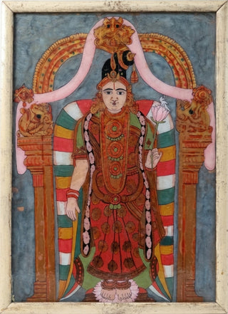 Mid 20th Century Andal Reverse Glass Painting | South Indian Devotional Art
