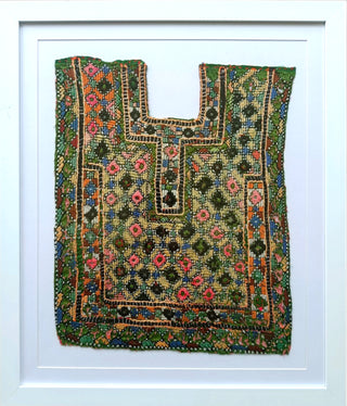 Vintage Kutch Embroidered Yoke Panel | Framed Indian Textile Art