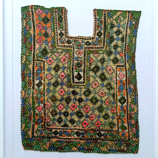 Vintage Kutch Embroidered Yoke Panel | Framed Indian Textile Art