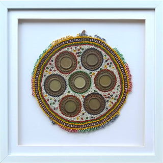 Vintage Gujarati Beadwork & Mirrorwork Panel | Framed Folk Art