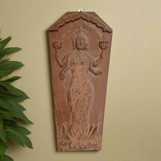 Vintage Lakshmi Wooden Panel | Kerala | Goddess Lakshmi Wood Carving