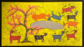 Lion Hunting Deer in the Forest (Framed)