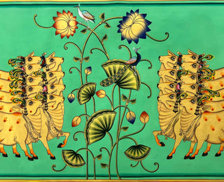 Peacock and Cows