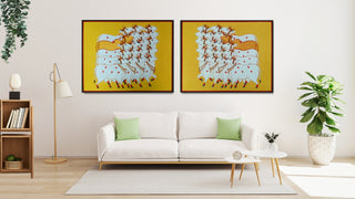 Cows- Diptych (Yellow)