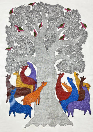 Deer Gathering- Framed