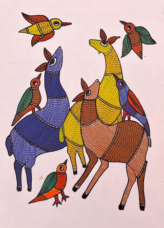 Deer and Birds