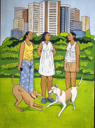 Dog Garden In The City - Framed