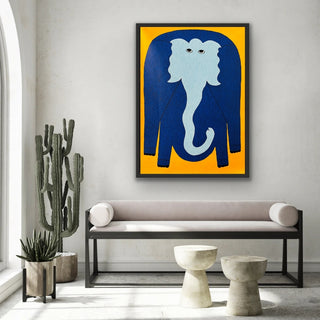 Elephant - Blue On Yellow