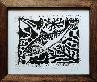 Fish in Seaweed Sauce  Black- Framed
