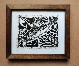 Fish in Seaweed Sauce  Black- Framed