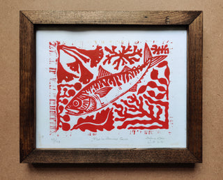 Fish in Seaweed Sauce Red - Framed