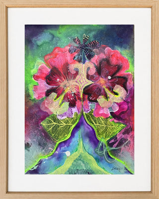Hollyhocks - Framed