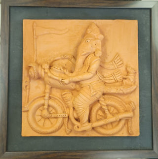 Ganesh on a motorbike - Framed