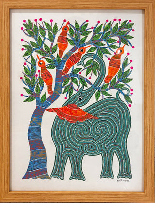 Elephant And The Tree - Framed