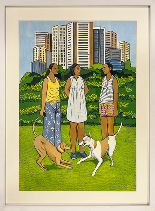 Dog Garden In The City - Framed