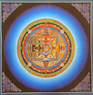 Kalachakra Mandala with Lotus- Framed