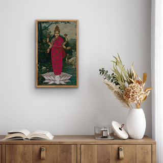 Lakshmi (Embellished Oleograph)- Framed