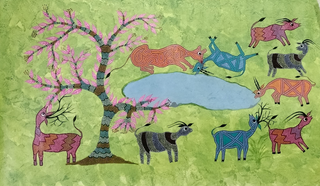 Lion Hunting Deer in the Forest (Framed)