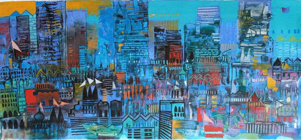 Mumbai Evening Abstract 1 - Framed