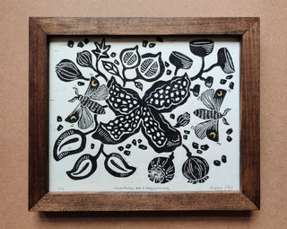 Pomegranate and Moon Moths - Framed