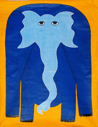 Elephant - Yellow and Blue - FRAMED