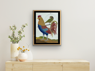 Rooster and Parrot Framed