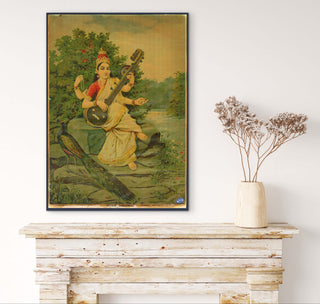 Saraswati Oleograph - Framed