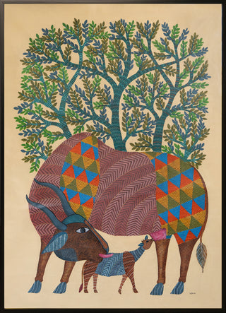 A Cow and Its Calf (Framed)