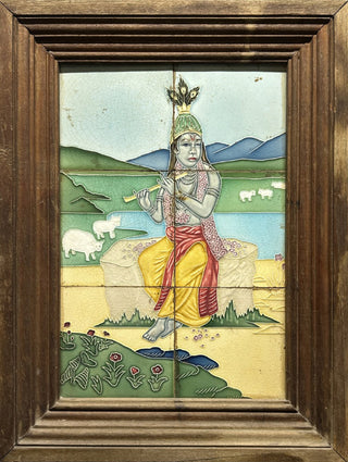 Krishna- Japanese Tile painting (Framed)