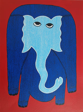 Blue on Red Elephant 2