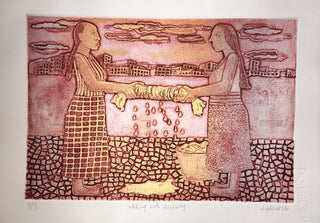 Women with Laundry - Framed