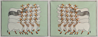 Pichwai Cow Diptych - Framed