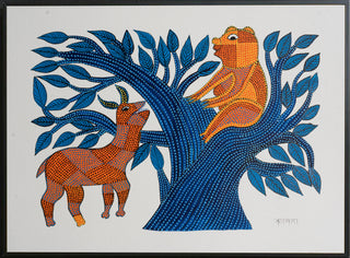 A Deer and a Bear Fighting (Framed)