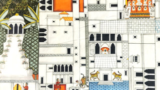 Circular Pichwai: Nathdwara Map (Shrine) - Framed