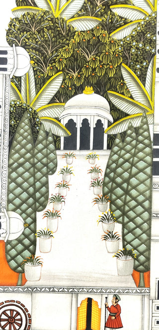 Circular Pichwai: Nathdwara Map (Shrine) - Framed