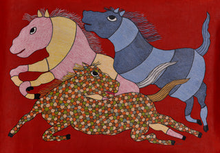 A Four Piece Band- Gond painting by Ramesh Tekam
