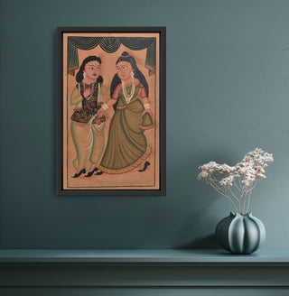 Taking Control - Kalighat Painting by Laltu & Tagar Chitrakar