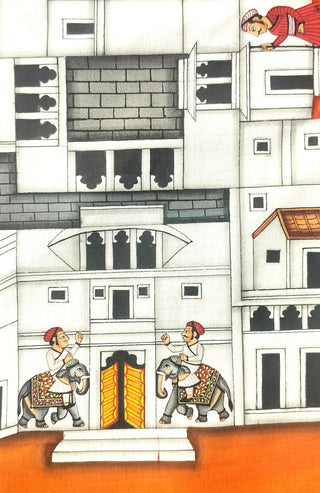 Circular Pichwai: Nathdwara Map (Landscape) - Framed