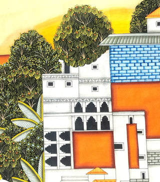 Circular Pichwai: Nathdwara Map (Shrine) - Framed