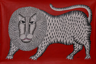 Jungle King- Gond painting by Ramesh Tekam