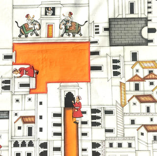 Circular Pichwai: Nathdwara Map (Landscape) - Framed