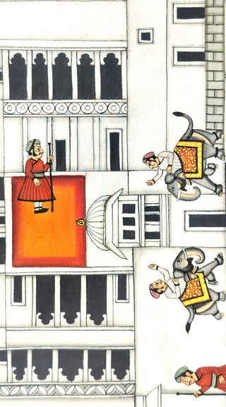 Circular Pichwai: Nathdwara Map (Shrine) - Framed